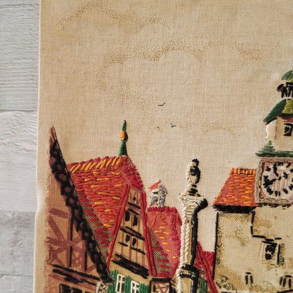 Vintage Rothenburg Ob Der Tauber Hand-Embroidered Wall Art - Picture 4 of 7